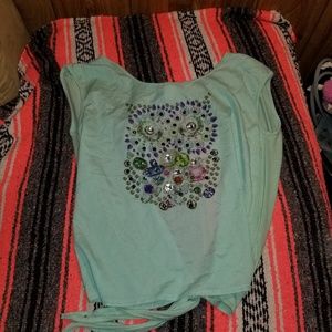 Bejeweled owl crop top